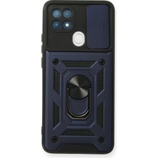 Newface Oppo A15 Kılıf Pars Lens Yüzüklü Silikon - Lacivert