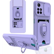 Newface Xiaomi Redmi Note 11T Kılıf Zuma Kartvizitli Yüzüklü Silikon - Lila