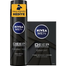 NIVEA MEN Erkek Deep Dimension Tıraş Seti 200ml Tıraş Köpüğü ve 100ml Tıraş Sonrası Losyon Kaygan Tıraş