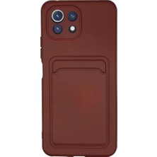 Newface Xiaomi Mi 11 Lite Kılıf Kelvin Kartvizitli Silikon - Bordo