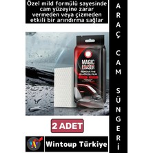 Wintoup #otosünger Kendinden Deterjanlı Oto Ön Arka Cam Ayna Yüzeyi Çizmez Yağ Film Temizleme Süngeri 2 Adet