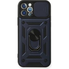 Newface iPhone 12 Pro Kılıf Pars Lens Yüzüklü Silikon - Lacivert