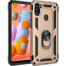 Newface Samsung Galaxy A11 Kılıf Sofya Yüzüklü Silikon Kapak - Gold