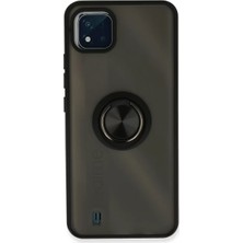 Newface Realme C11 2021 Kılıf Montreal Yüzüklü Silikon Kapak - Siyah
