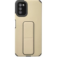 Newface Samsung Galaxy A03S Kılıf Mega Standlı Silikon - Gold
