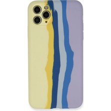 Newface iPhone 11 Pro Kılıf Ebruli Lansman Silikon - Sarı-Lila