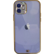 Newface iPhone 12 Kılıf Liva Taşlı Silikon - Mor