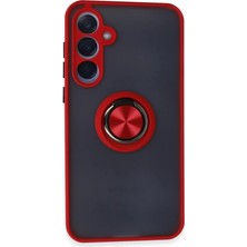 Newface Samsung Galaxy A35 5g Kılıf Montreal Yüzüklü Silikon Kapak - Kırmızı