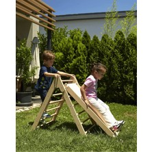 Muyuru Montessori Ahşap Pikler Üçgeni ve Kaydırak Çocuk Tırmanma Seti