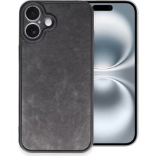 Newface iPhone 16 Plus Kılıf Aras Deri Kapak - Siyah