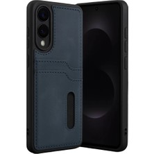 Newface Samsung Galaxy S25 Edge Sara Kartvizitli Deri Kılıf - Lacivert