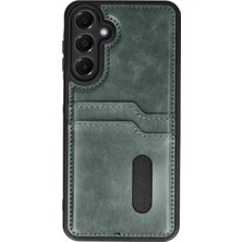 Newface Samsung Galaxy A55 5g Kılıf Sara Kartvizitli Deri Kılıf - Koyu Yeşil