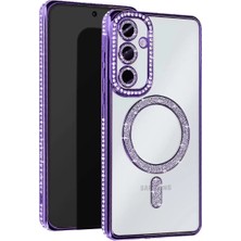 Newface Samsung Galaxy S25 Kılıf Joke Simli Magneticsafe Kılıf - Derin Mor