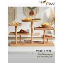 Hemm Wood Hemm | Hemmwood Pureoak Çok Bölmeli Servis & Sunum Tepsisi Mıdı | Pürüzsüz Doğal A Kalite Kahvaltı ve Çerezlik