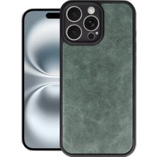Newface iPhone 16 Pro Max Kılıf Aras Deri Kapak - Koyu Yeşil