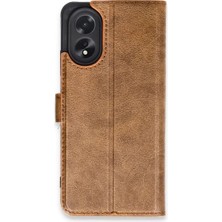 Newface Oppo A38 Kılıf Trend S Plus Kapaklı Kılıf - Taba