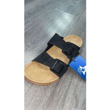 Look Life S963.001 Erkek Büyük Ayak Çift Tokalı Comfort Terlik Siyah