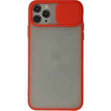 Newface iPhone 11 Pro Max Kılıf Palm Buzlu Kamera Sürgülü Silikon - Kırmızı