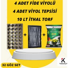 Karaoğlu Vakum Ambalaj Fide Viyolü Viyol Tepsisi Ithal Torf 4 Lü Set