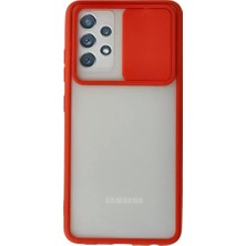 Newface Samsung Galaxy A72 Kılıf Palm Buzlu Kamera Sürgülü Silikon - Kırmızı