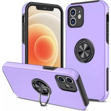 Newface iPhone 12 Kılıf Elit Yüzüklü Kapak - Mor