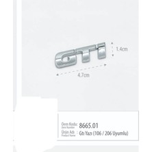 Restinal Peugeot 206 Gtı 1999–2006 Uyumlu Gtı Yazısı 4.7×1.4 cm Oem 8665.01 – Sportif Logo