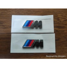 Restinal Bmw F10 & Bmw F20 Yan Çamurluk Bmw M Logo Metal Amblem ( 2 Adet ) Bmw M Rozet Logo Arma