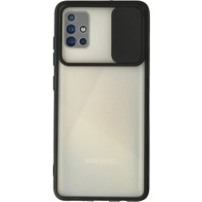 Newface Samsung Galaxy A71 Kılıf Palm Buzlu Kamera Sürgülü Silikon - Siyah