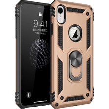 Newface iPhone Xr Kılıf Sofya Yüzüklü Silikon Kapak - Gold