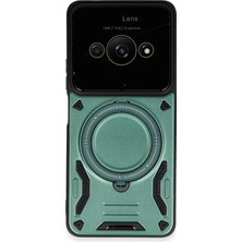 Newface Xiaomi Poco C61 Kılıf Joy Lens Standlı Kapak - Koyu Yeşil