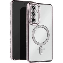 Newface Samsung Galaxy S25 Kılıf Joke Simli Magneticsafe Kılıf - Gümüş