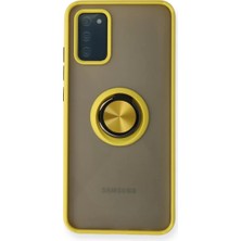 Newface Samsung Galaxy A02S Kılıf Montreal Yüzüklü Silikon Kapak - Sarı