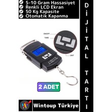 Wintoup #eltartısı Kompakt Seyahat Bavul Ağırlık El Kantarı Terazi Dijital LCD Ekran El Tartısı 50 kg 2 Adet