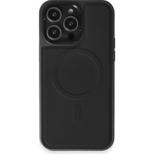 Negok Newface iPhone 15 Pro Max Kılıf Ozzi Magsafe Deri Kapak - Siyah