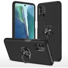 Newface Samsung Galaxy M51 Kılıf Elit Yüzüklü Kapak - Siyah