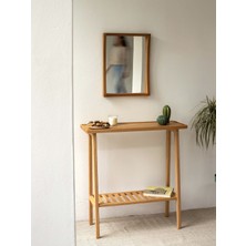 Feyza Design Meşe Ağacı Dresuar Içi Oyuk Tablalı 2 Kademeli Masif Ahşap Konsol