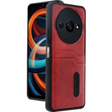 Zemira Home Newface Xiaomi Redmi A3 4g Kılıf Sara Kartvizitli Deri Kılıf - Kırmızı