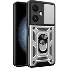 Zemira Home Newface Vivo Y27 Kılıf Pars Lens Yüzüklü Silikon - Gümüş