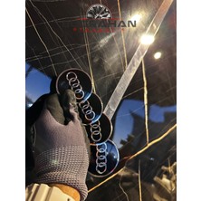 OEM Metal Alüminyum Audi Tasarım Jant Göbeği Göbek Arması 56 mm Sticker Logo 4'lü Set