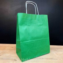 Kraft Çanta Yeşil  25X12X31  25 Adet Kağıt Poşet Çanta