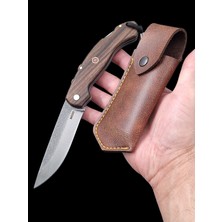 N690 Böhler Çelik Ahşap Saplı Katlanır Kamp ve Av Çakısı