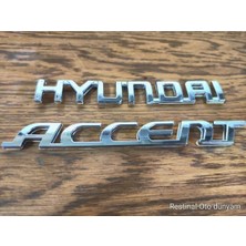 Restinal Hyundai Accent Bagaj Amblem Yazısı Seti 3D Arka Kapı Amblem Logo 3mbantlı Uyumlu Modifiye