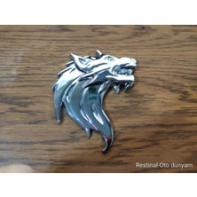 Restinal Kurt Başlı Metal Amblem 3D Krom Oto Bagaj Kapı Çamurluk 3m Bantlı Bozkurt Amblem Araba Logo Aksesuar