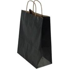 Burgu Saplı Siyah Kağıt Çanta 25X12X31 cm 25 Li