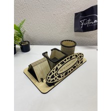 Fırtına Armağan Yeni Iş ve Terfi Hediyesi Ahşap Masa Seti - Fonksiyonel Organizer - Isme Özel Lüks Tasarım