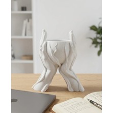 VeraGlobe Buğz Estetik El Figürlü Dekoratif 3D Baskı Vazo Saksı Ev Dekorasyonu