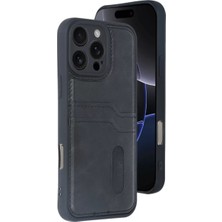 Zemira Home Newface iPhone 16 Pro Kılıf Sara Kartvizitli Deri Kılıf - Siyah