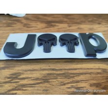 Restinal Jeep Bagaj Yazısı Suv Metal Siyah Kafatası Arma 3D Bagaj Kapı Çamurluk Emblem 3m Bantlı Araba Logo