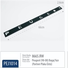 Restinal Peugeot Partner 1998-2008 Plaka Üstü Yazı - 66 cm Araç Arka Logo