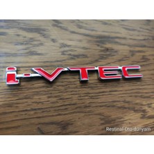 Restinal Honda I-Vtec Kırmızı 3D Metal Amblem Bagaj Kapı Çamurluk Uyumlu Spor Logo 3m Bantlı Vtec Motor Arma